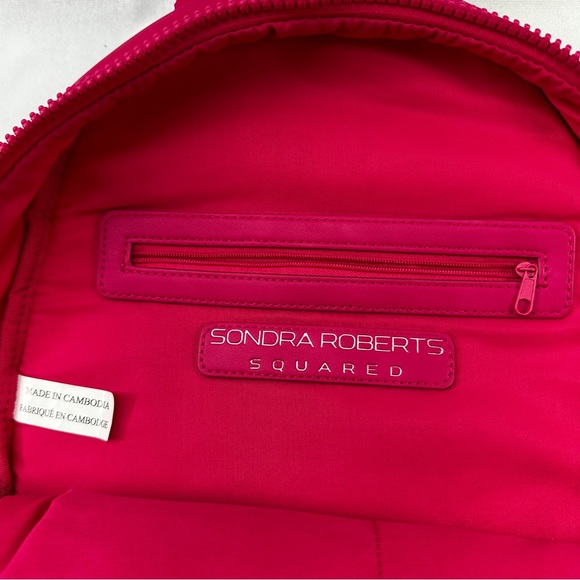 Sondra Roberts Squared Backpack Pink Quilted Rainbow School Sporty Colorful - Picture 2 of 14